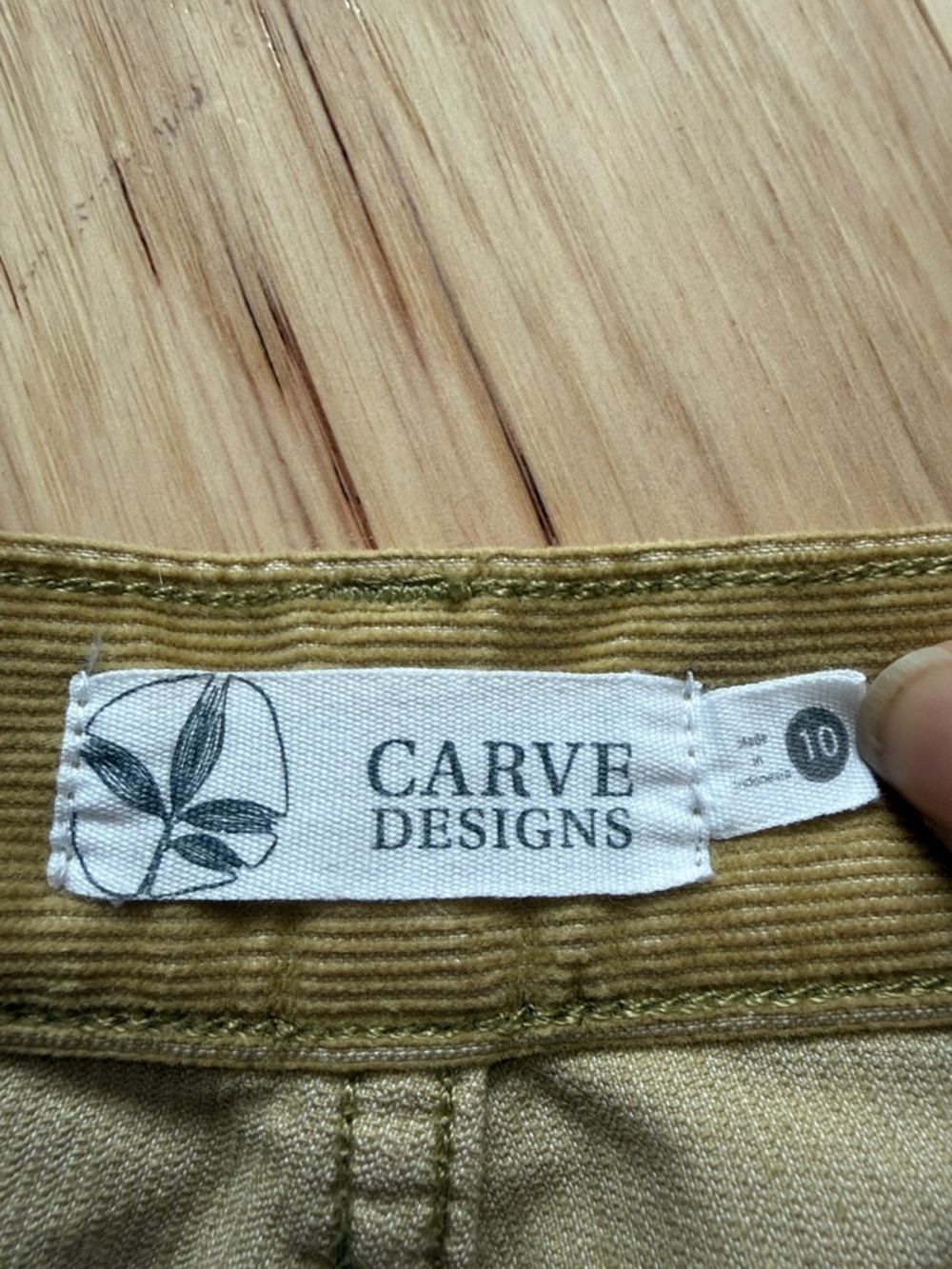 Carve Designs Olive Green Corduroy Waistband Shorts - Picture 2 of 7